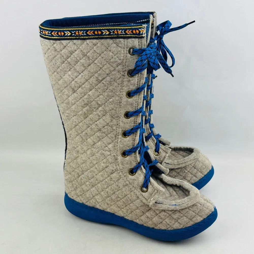 Nesna Polar Lobben Winter Boots‎ Womens 39 US 8 Grey Wool Felt Lace Up Norwegian